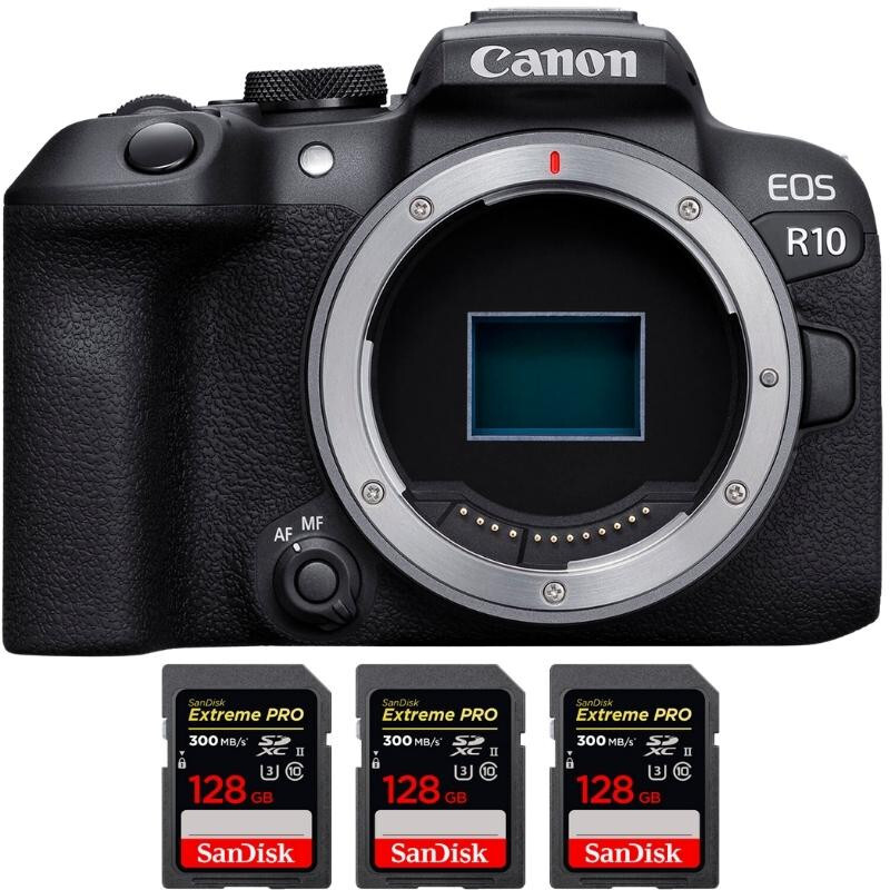 Canon EOS R10 + 3 SanDisk 128GB Extreme PRO UHS-II SDXC