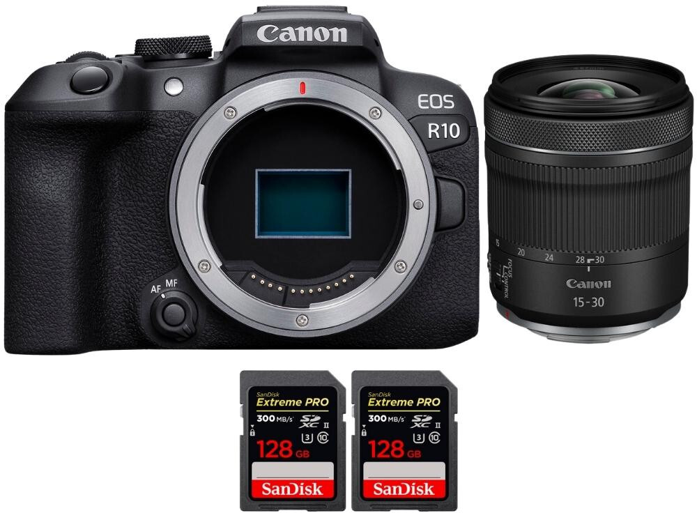 Canon EOS R10 + RF 15-30mm F4.5-6.3 IS STM + 2 SanDisk 1