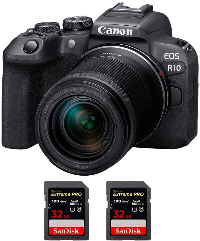 Canon EOS R10 + RF-S 18-150mm F4.5-6.3 IS STM + 2 SanDis