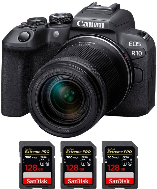 Canon EOS R10 + RF-S 18-150mm F4.5-6.3 IS STM + 3 SanDis