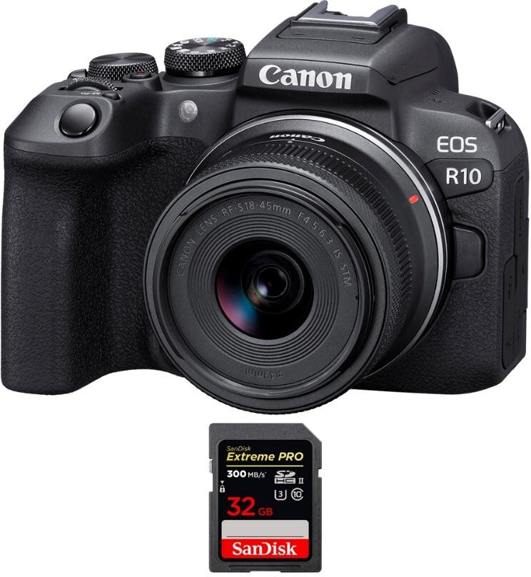 Canon EOS R10 + RF-S 18-45mm F4.5-6.3 IS STM + 1 SanDisk