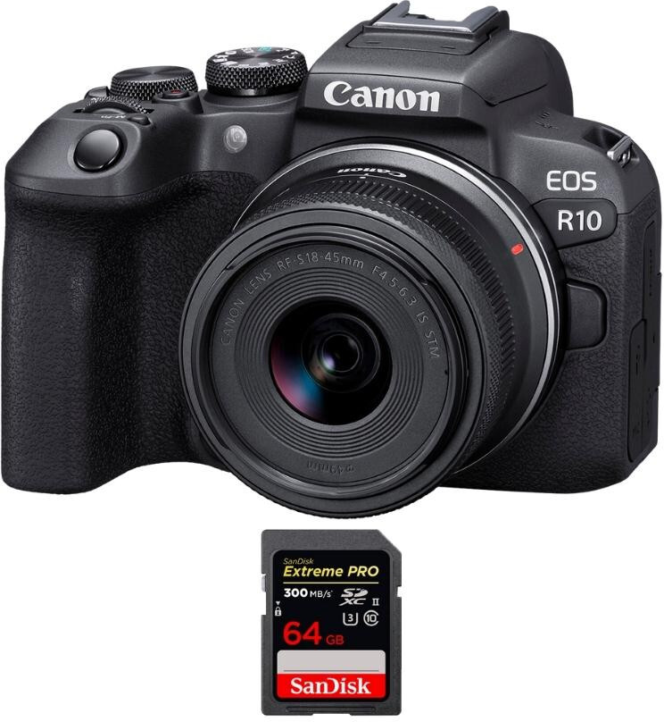 Canon EOS R10 + RF-S 18-45mm F4.5-6.3 IS STM + 1 SanDisk