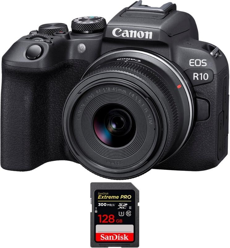 Canon EOS R10 + RF-S 18-45mm F4.5-6.3 IS STM + 1 SanDisk