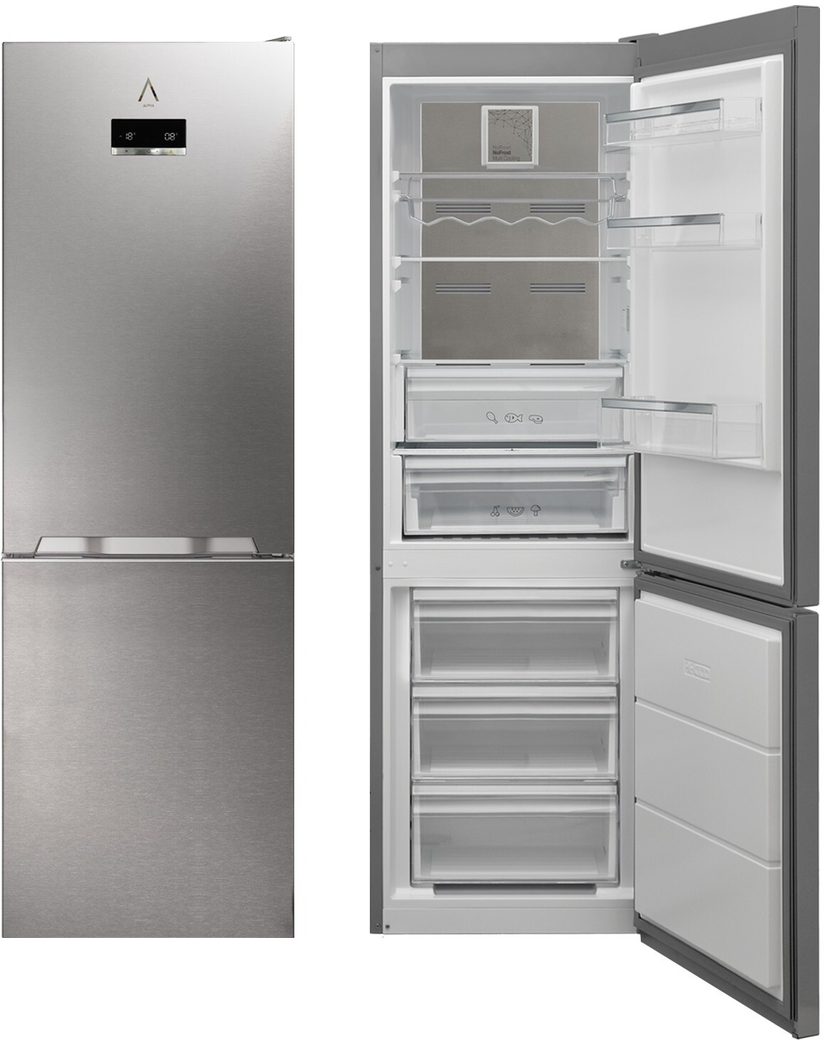 ALPHA Frigorífico Combi Alpha Pegasus Lux-185 Inox, Meta