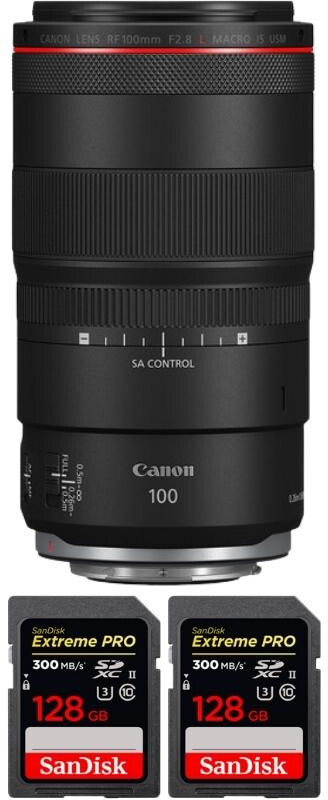Canon RF 100mm f/2.8L Macro IS USM + 2 SanDisk