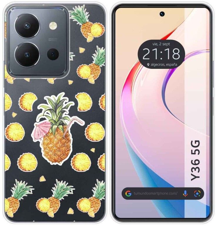 Tumundosmartphone Funda Silicona Transparente Vivo Y36 4G / 5G Piña