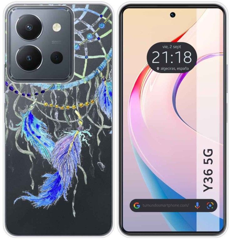 Tumundosmartphone Funda Silicona Transparente Vivo Y36 4G / 5G Pluma