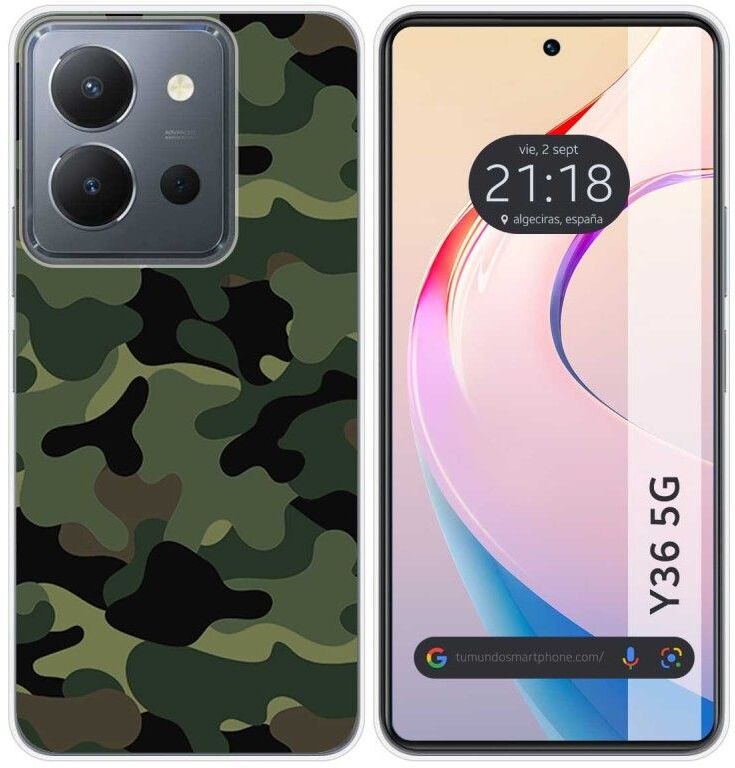 Tumundosmartphone Funda Silicona Vivo Y36 4G / 5G Camuflaje