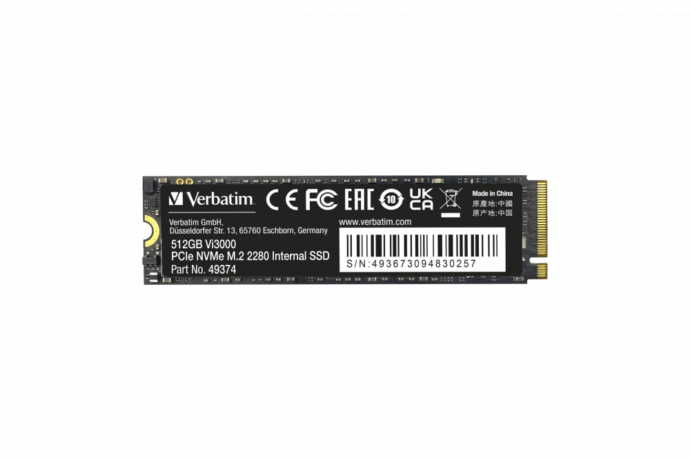 Verbatim Verbatim Vi3000 PCIe NVMe M.2 SSD 512GB PCI Expres