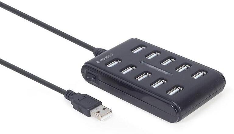 Gembird hub usb 2.0 de 10 puertos, negro uhb-u2p10p-01