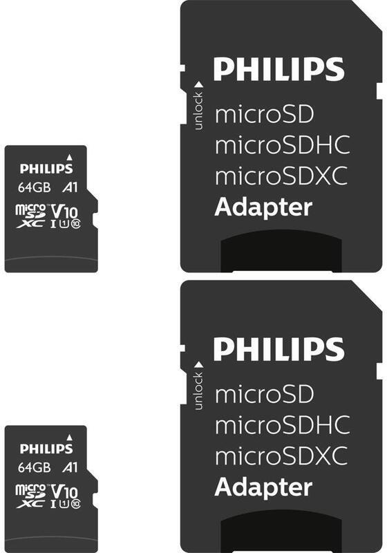 Philips microsdxc 2-pack  64gb class 10 uhs-i u1 incl. ada