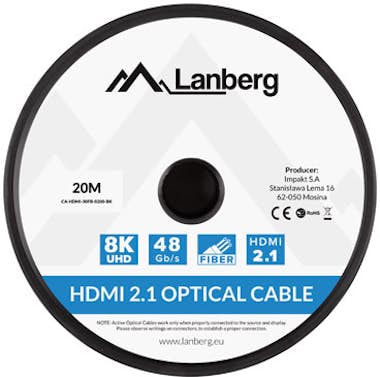 Lanberg Lanberg CA-HDMI-30FB-0200-BK cable HDMI 20 m HDMI