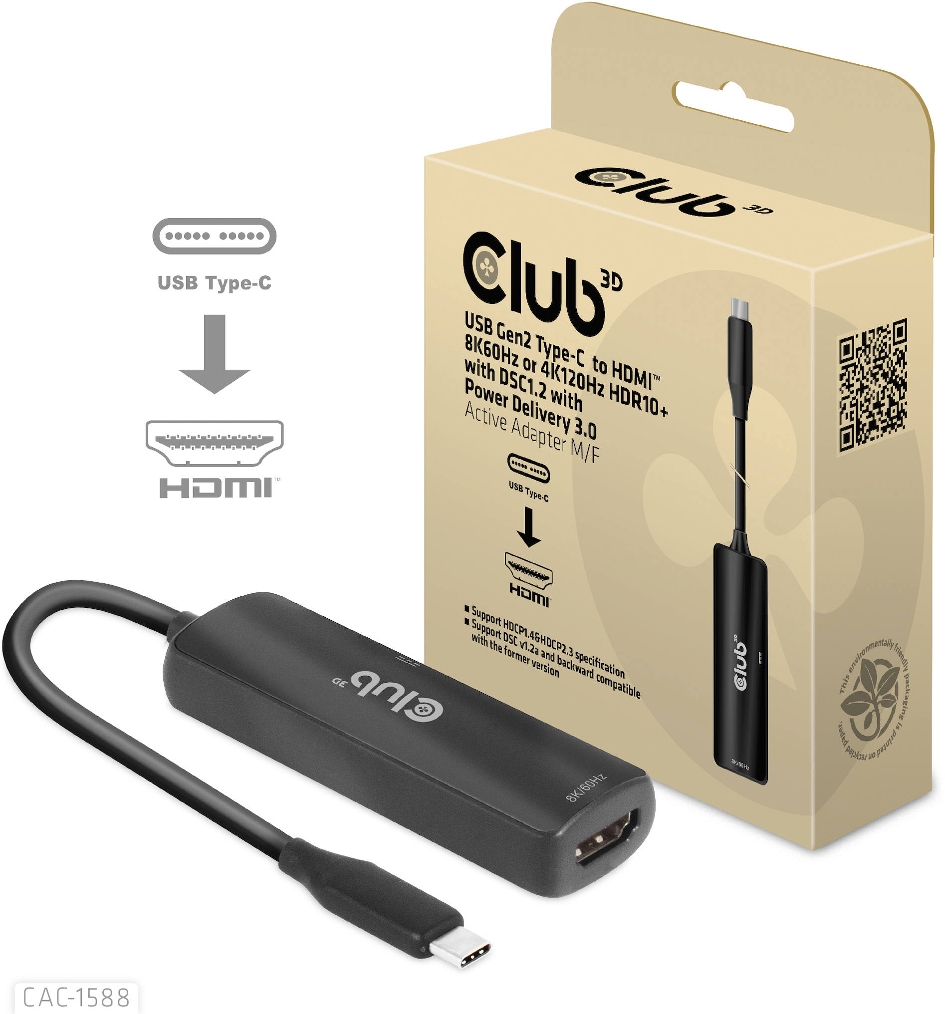 CLUB3D CLUB3D Adaptador activo USB Gen2 tipo C a HDMI™ 8K