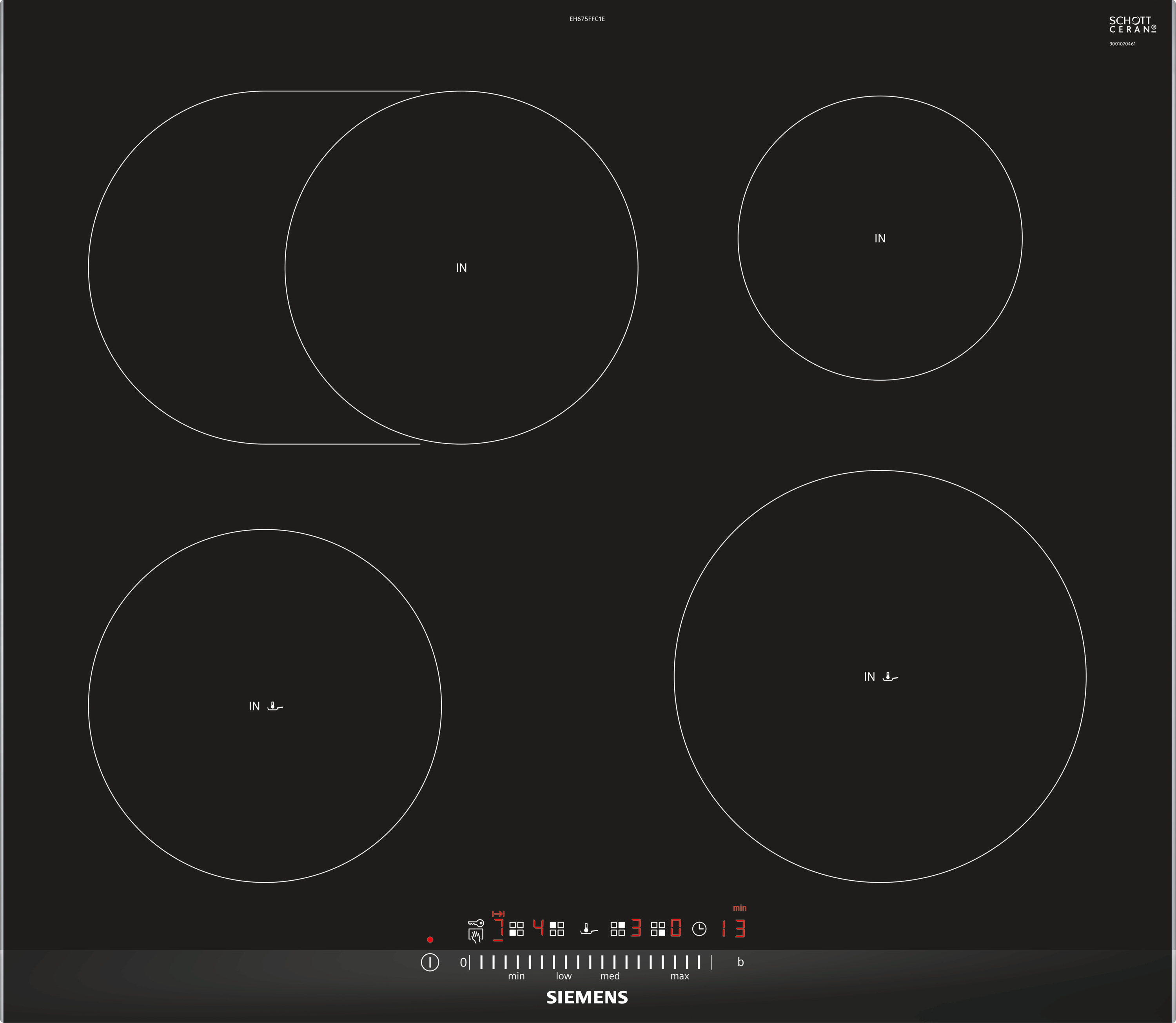 Siemens Siemens EH675FFC1E hobs Negro, Acero inoxidable In