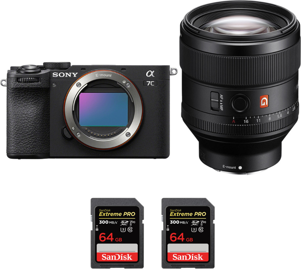 Sony A7C II Negro + FE 85mm f/1.4 GM + 2 SanDisk 64GB E