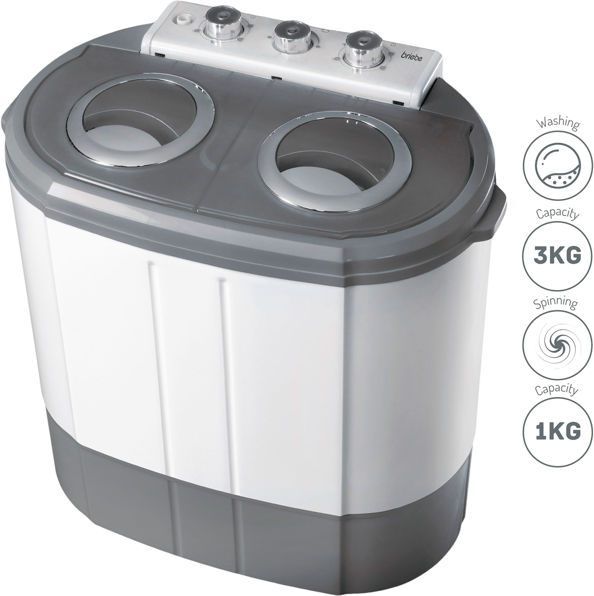 Briebe , WM1140, Mini Lavadora Centrifugadora Portátil, 3
