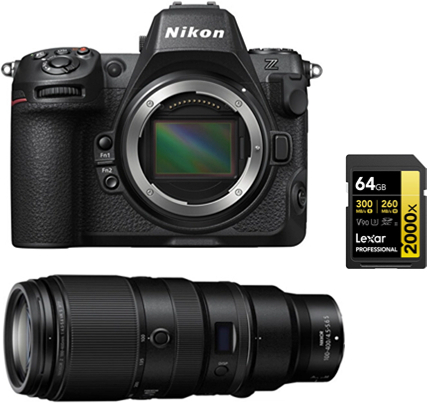 Nikon Z8 Cuerpo+ Z 100-400mm f4.5-5.6 VR S NIKKOR+Lexar