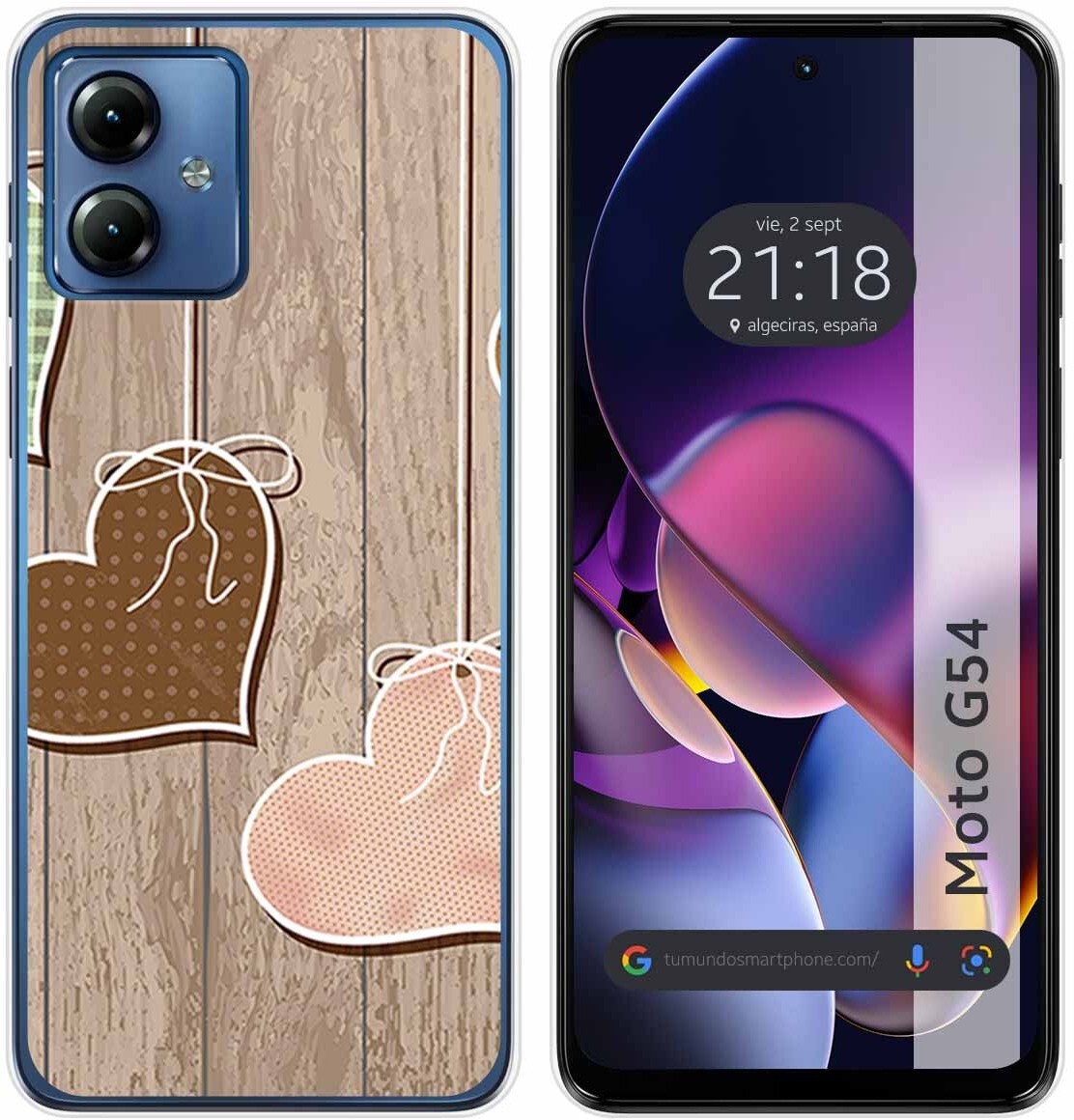 Tumundosmartphone Funda Silicona Motorola Moto G54 5G Corazones Made