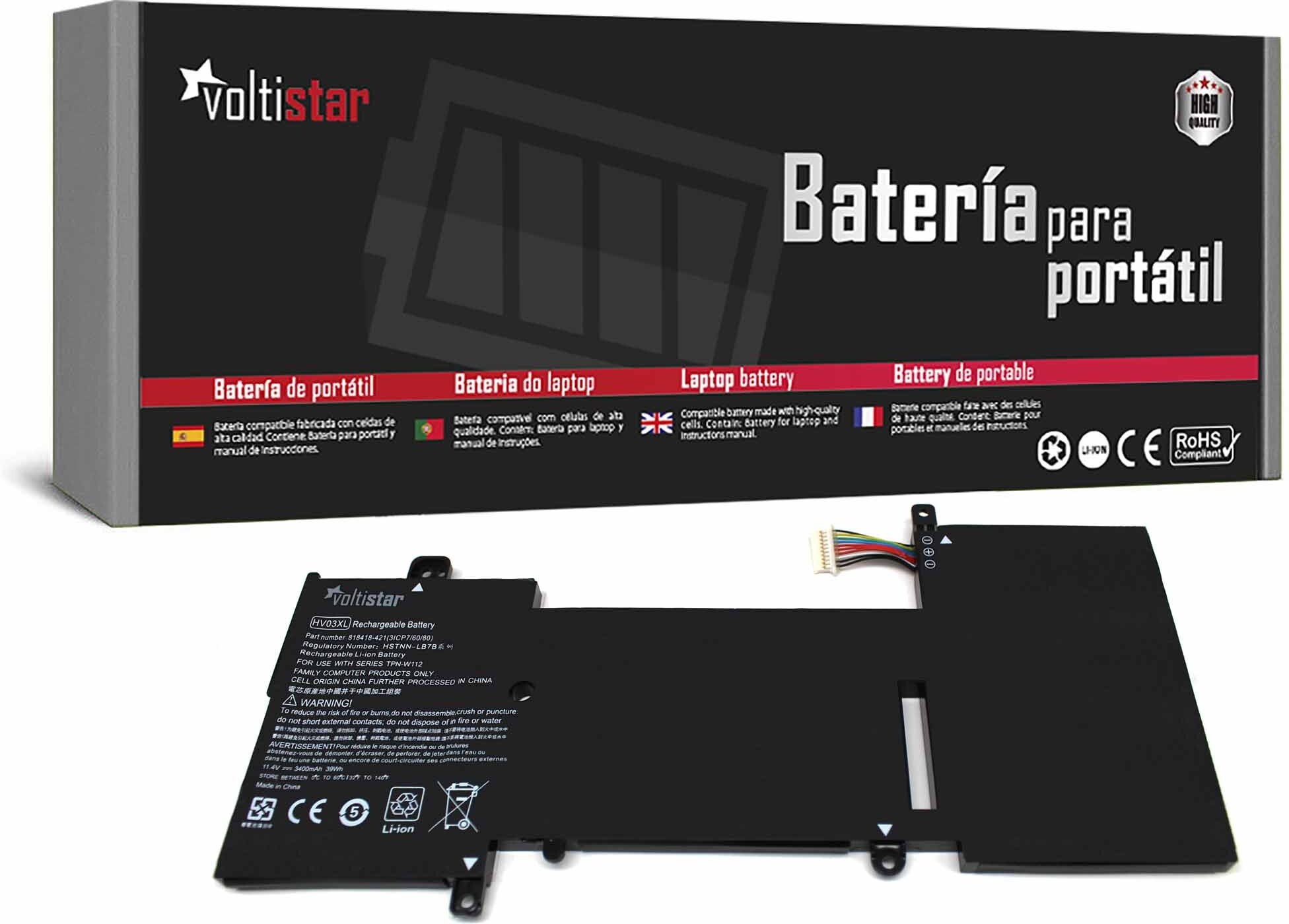 Otros Batería Para Portátil Hp X360 310 G2 K12 Hv03Xl Hs