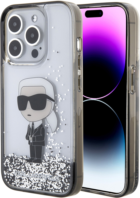 CG MOBILE Karl Lagerfeld - Carcasa Con Purpurina Líquida Para IPhone 15 Pro Max