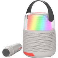 Altavoz Bluetooth luminoso KS-80 con modo karaoke y micrófono con cambio de voz Gris