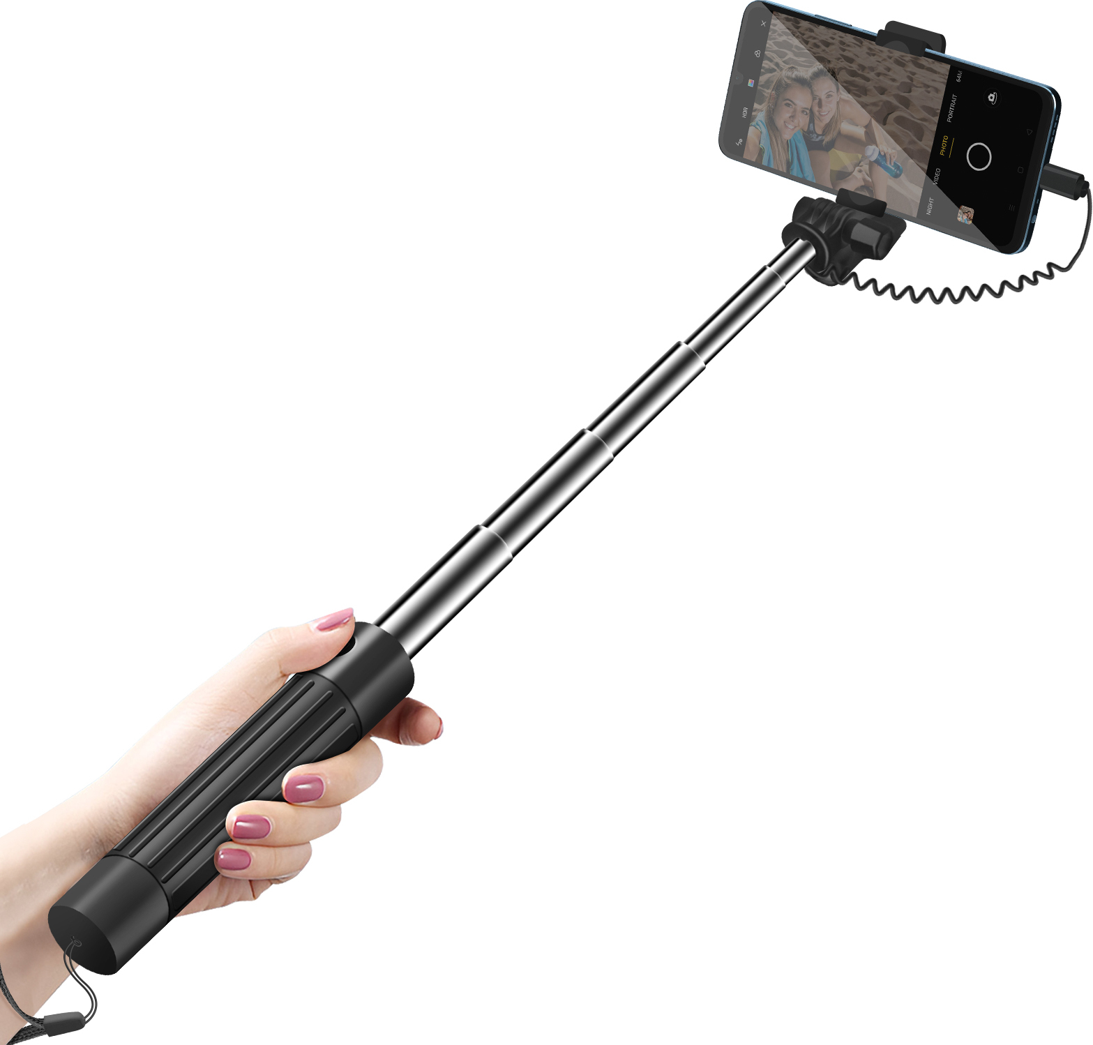 LinQ Palo selfi Espejo integrado USB-C + Botón Disparad