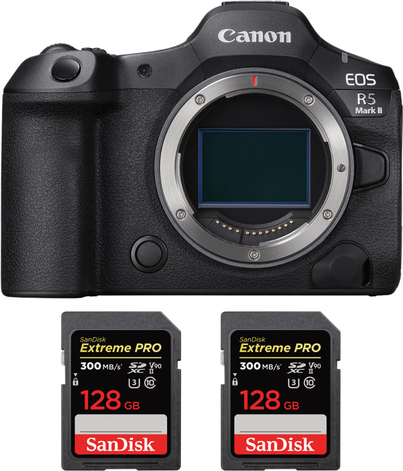 Canon EOS R5 Mark II + 2 SanDisk 128GB Extreme PRO UHS-I