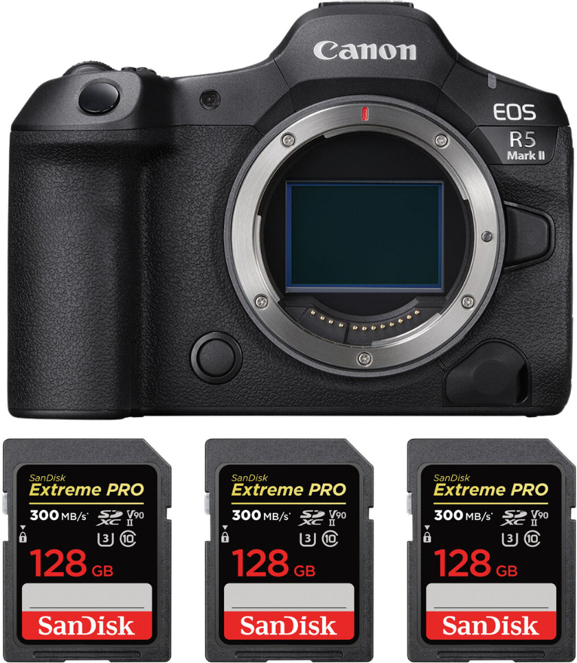 Canon EOS R5 Mark II + 3 SanDisk 128GB Extreme PRO UHS-I