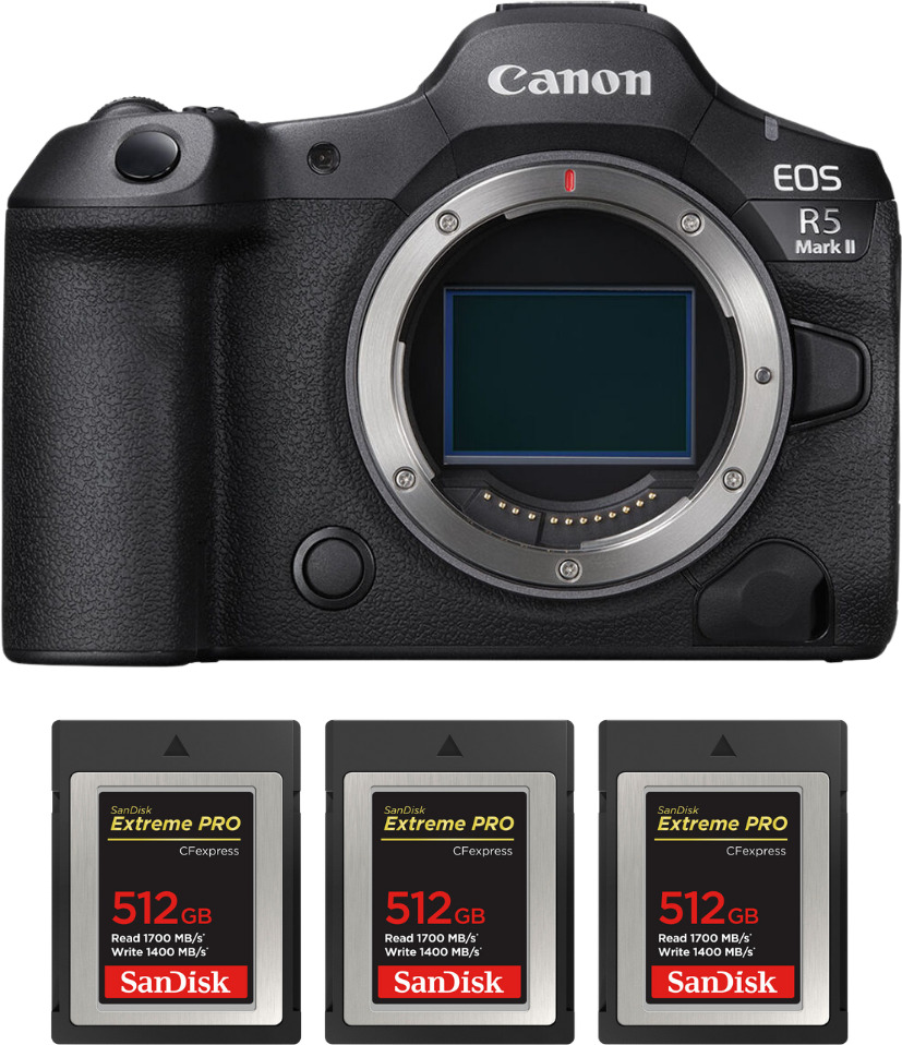 Canon EOS R5 Mark II + 3 SanDisk 512GB Extreme PRO UHS-I