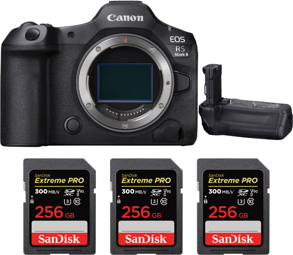 Canon EOS R5 Mark II + BG-R20 + 3 SanDisk 256GB Extreme