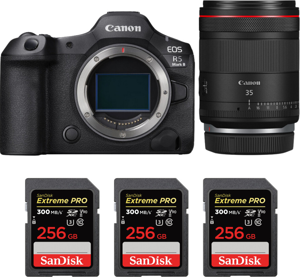 Canon EOS R5 Mark II + RF 35mm f/1.4 L VCM + 3 SanDisk 2