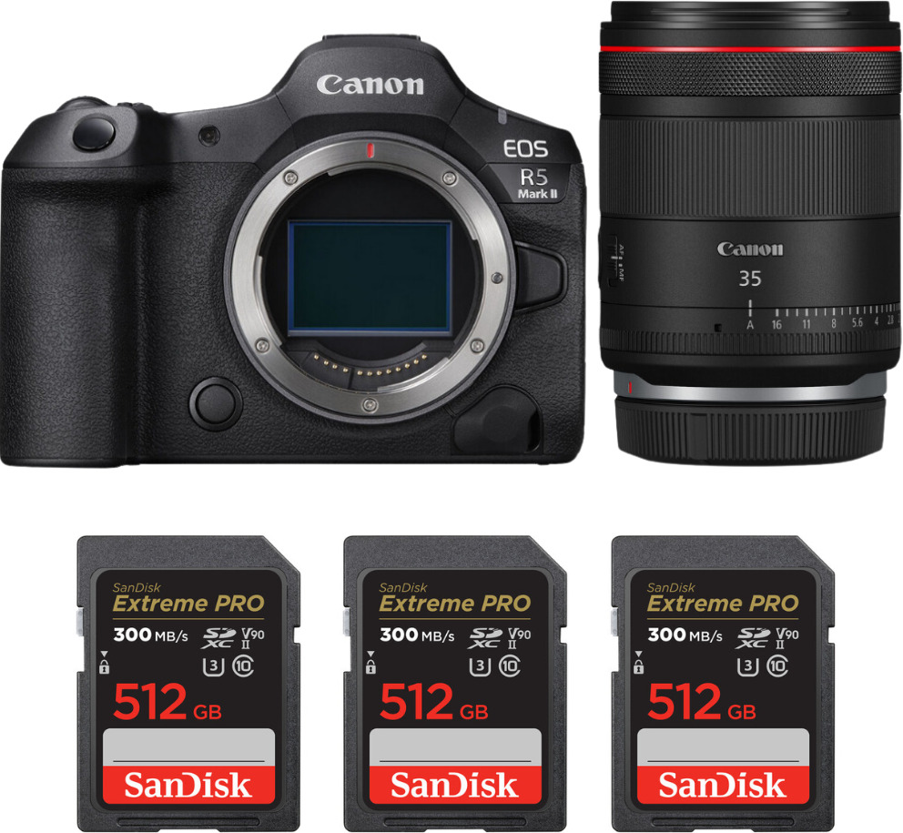 Canon EOS R5 Mark II + RF 35mm f/1.4 L VCM + 3 SanDisk 5