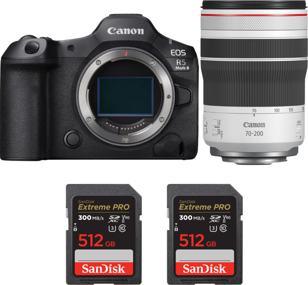 Canon EOS R5 Mark II + RF 70-200mm f/4 L IS USM + 2 SanD
