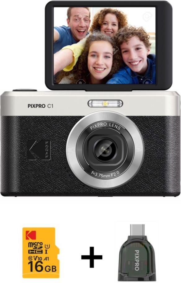 KODAK Pixpro C1 + Tarjeta Micro SD de 16 GB + Batería -