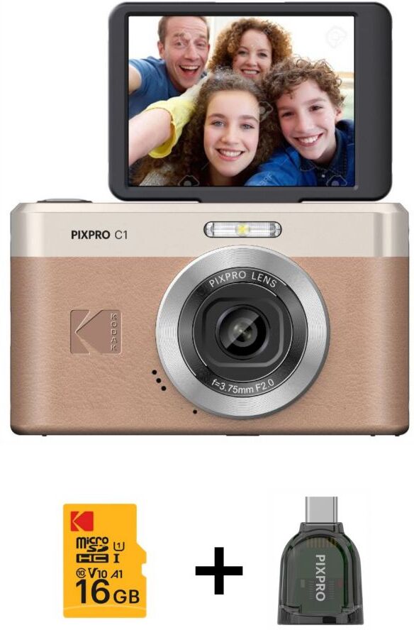 KODAK Pixpro C1 + Tarjeta Micro SD de 16 GB + Batería -