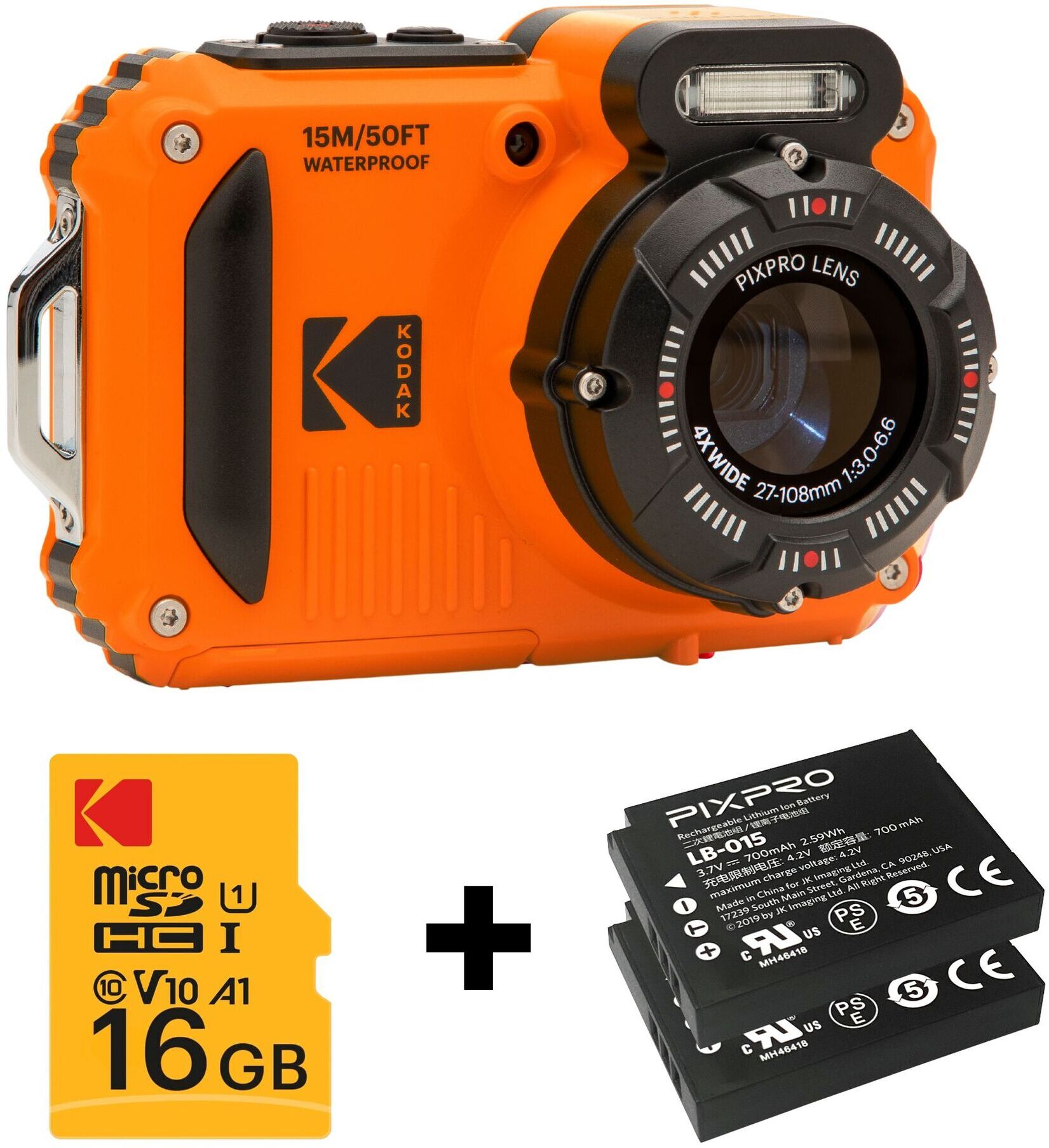 KODAK Pixpro Pack WPZ2 + 2 Baterías + 1 tarjeta SD – Com