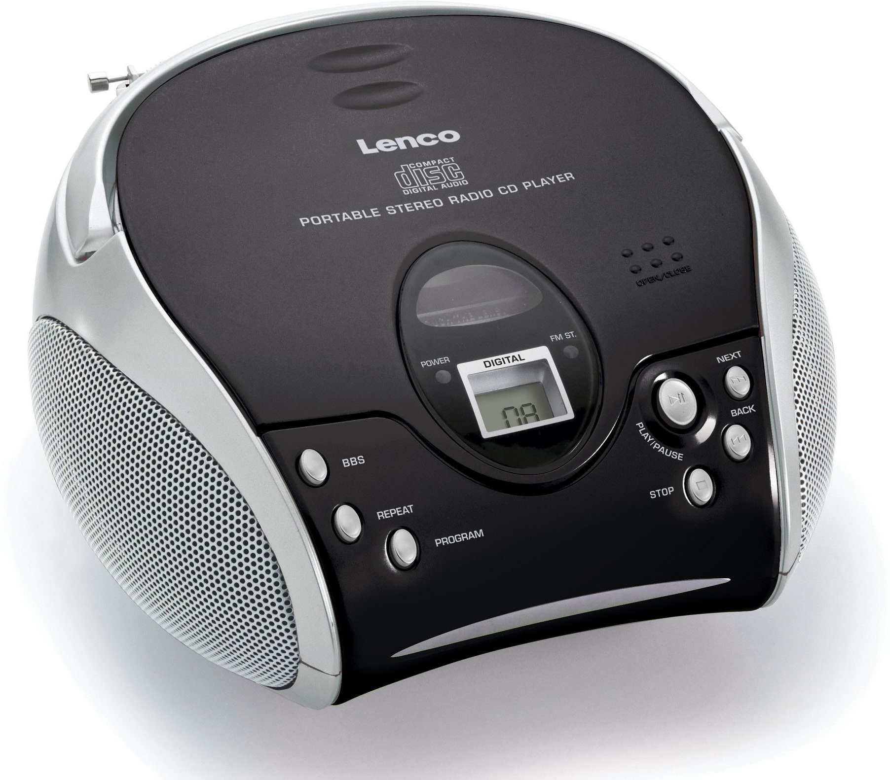 Lenco Lenco SCD-24 Digital FM Negro, Plata Reproducción