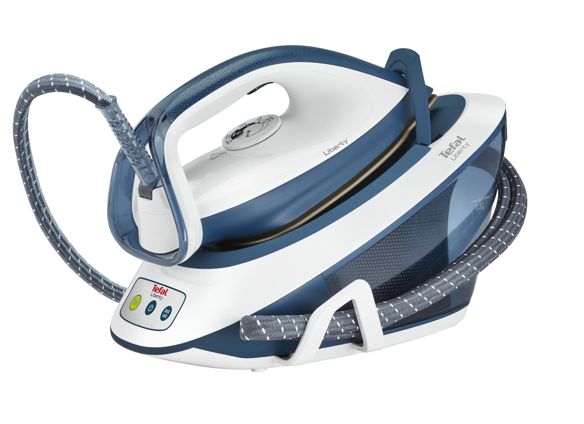 Tefal Liberty SV7030 estación plancha al vapor 2200 W 1,5 L Suela de cerámica Azul, Blanco