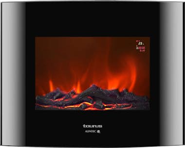 Chimenea Eléctrica Taurus fireplace 2000 w 2 niveles decoración interiores negro pchimenea 2000w. posiciones calor. 5 intensidades llama. programable. temperatura. mando distancia. cristal multicolor simulada con efecto electrica 2000w