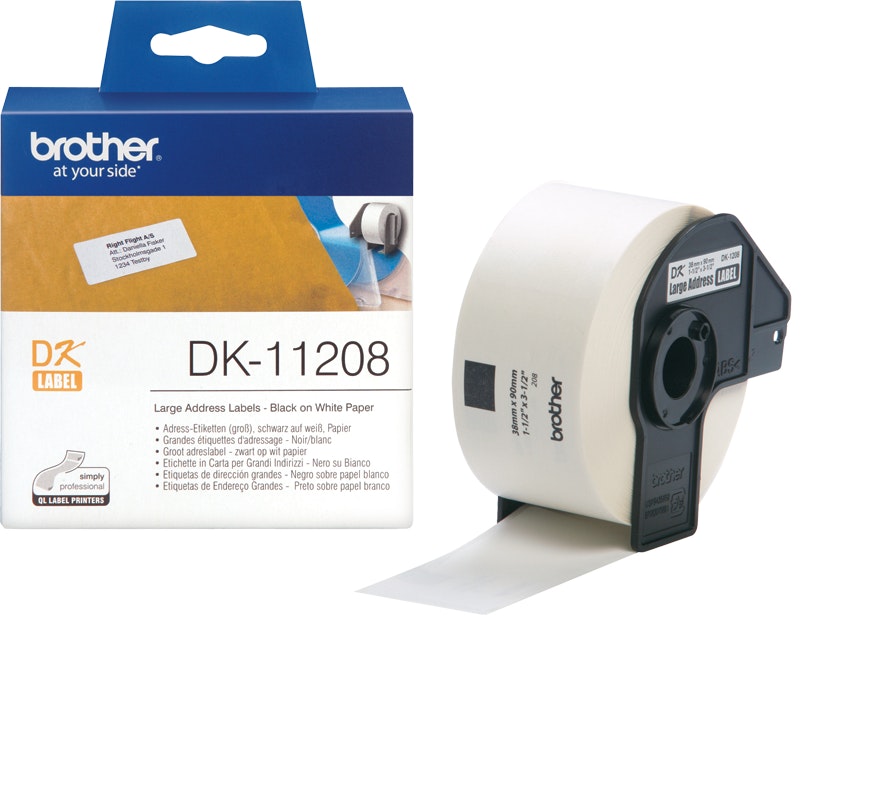 Consumible Original Brother dk11208 etiquetas precortadas de grandes papel cinta direccion termicas 38x90mm 400 adhesiva tamaño 38x90 para