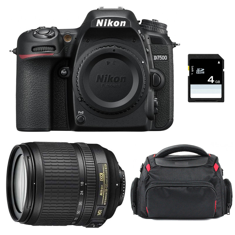 Nikon D7500 + AF-S DX 18-105 mm f/3.5-5.6G ED VR + Bolsa