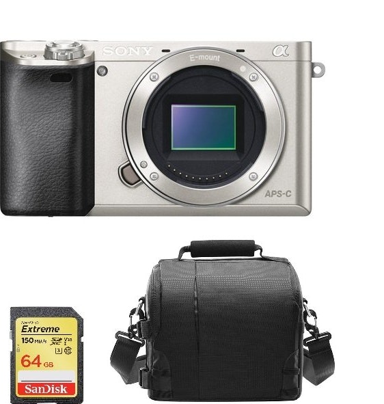 Sony SONY A6000 Cuerpo Plata + Tarjeta SD de 64GB + Bol