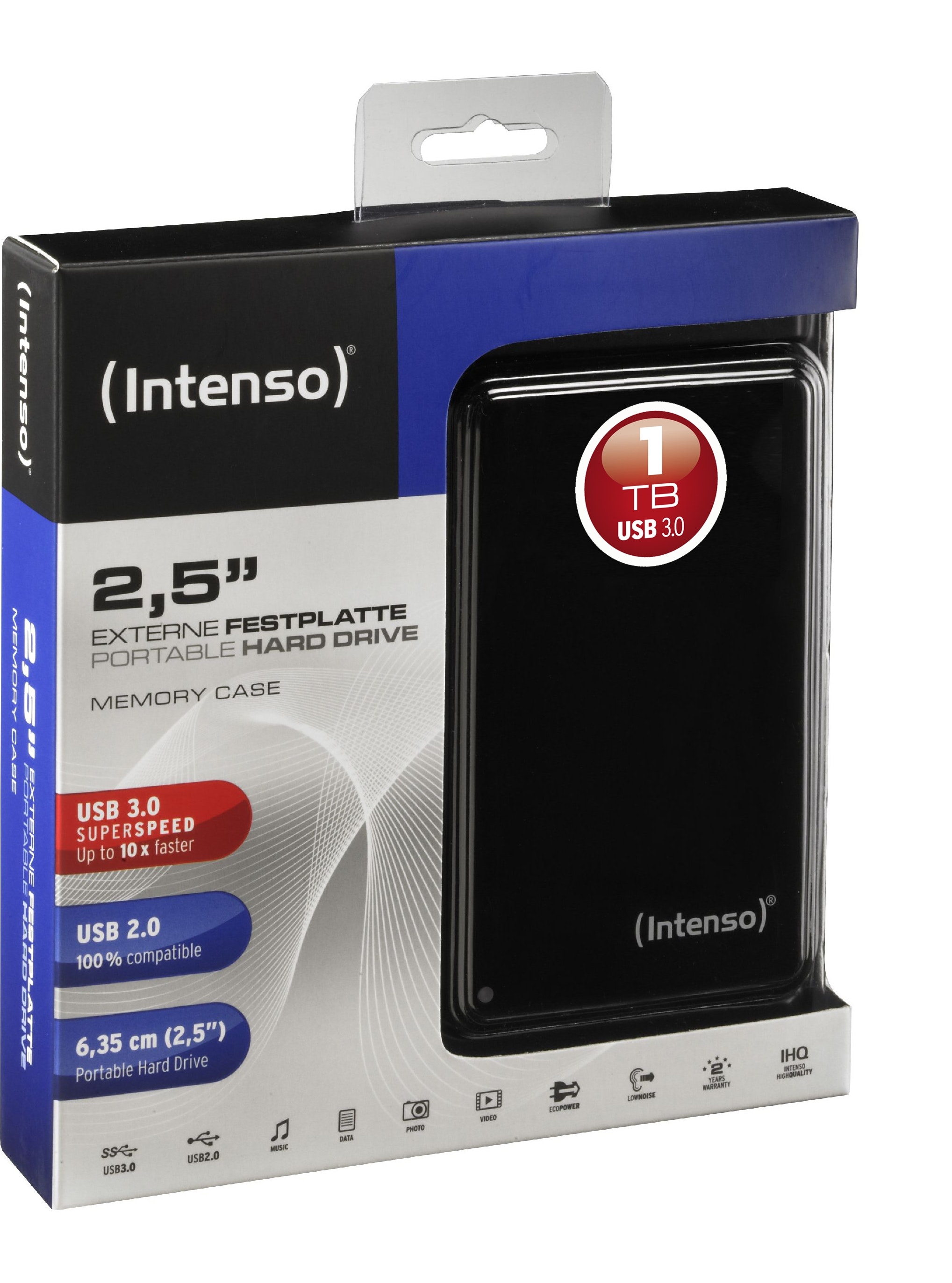 Intenso Memory Case 2.5 USB 3.0, 1TB disco duro externo 1024 GB Negro