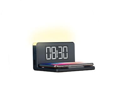 Ksix Reloj Despertador cargador fast charge 7.5w10w y luz noche con base qi negro