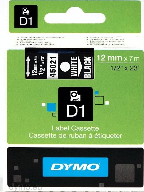 Dymo D1 Etiquetas blanca sobre fondo negro 12 mm נ7 autoadhesivas para impresoras de labelmanager
