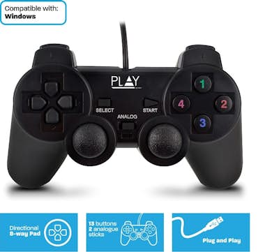 play Play PL3330 mando y volante Gamepad PC Analógico/D