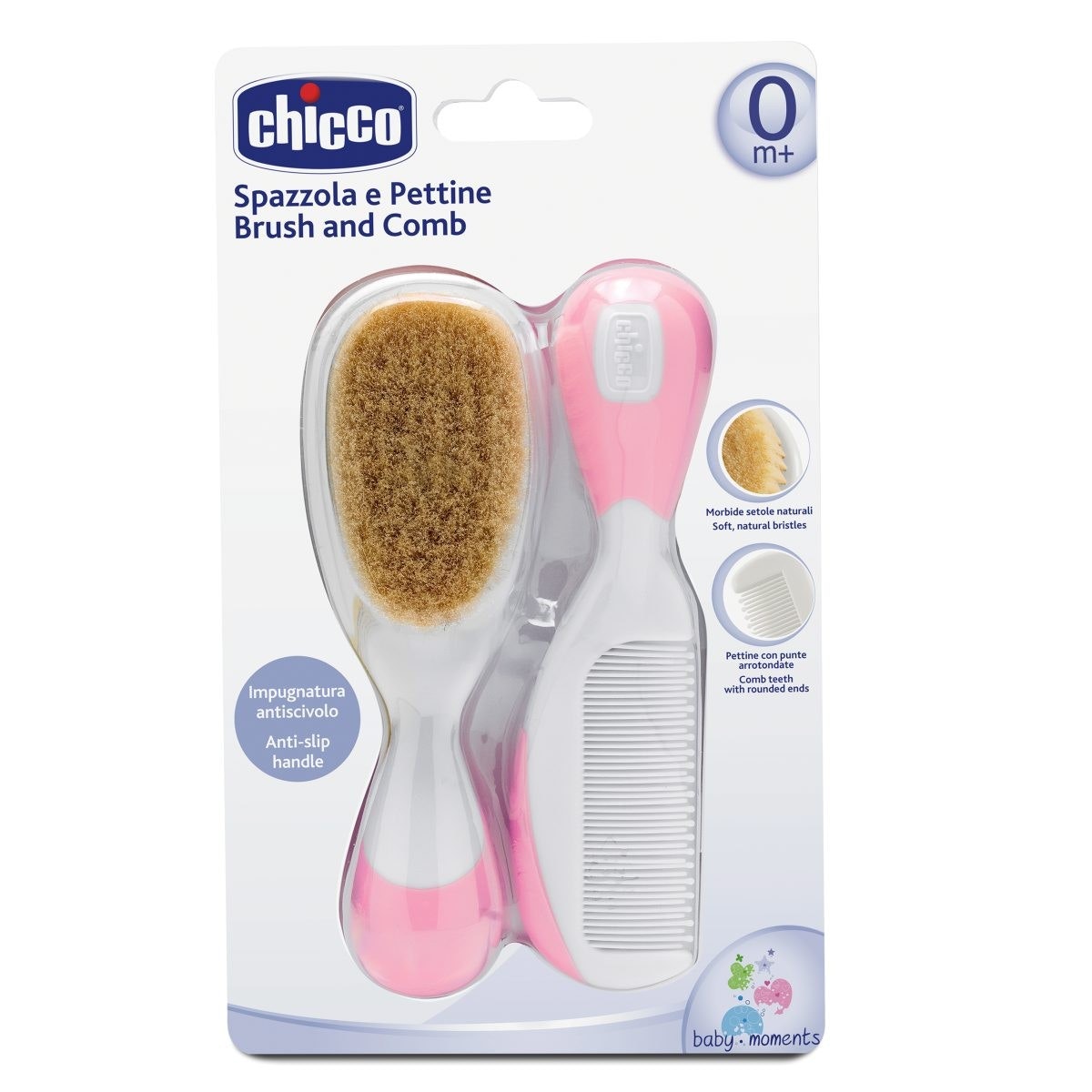 Chicco 00006569100000 cepillo para el cabello y peine Peine para el pelo Rosa, Blanco 2 pieza(s)