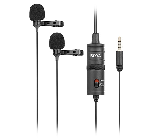 Boya BY-M1DM Micrófono Omnidireccional Dual Lavalier De Solapa