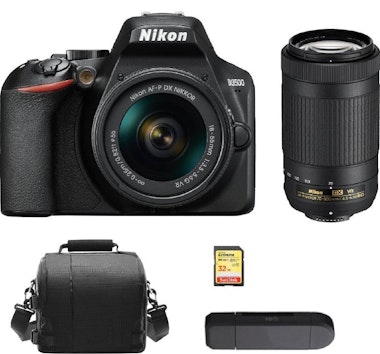 Comprar Nikon NIKON D3500 KIT AF-P 18-55mm F3.5-5.6G VR + AF-P DX 70-300MM  F4.5-6.3G ED VR DX + Tarjeta SD de 32 GB + Bolsa de la camara + Lector de  tarjetas