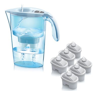 Laica Pack 6 filtros biflux jarra agua stream generica j99601 para azul blanco 23 1 regalo. el reduce cal y cloro mejorando sabor del grifo dura 150 litros1 mes